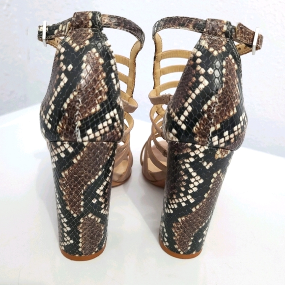 SCHUTZ Kaye Reptile Snakeskin Heel Sandals - Picture 8 of 16